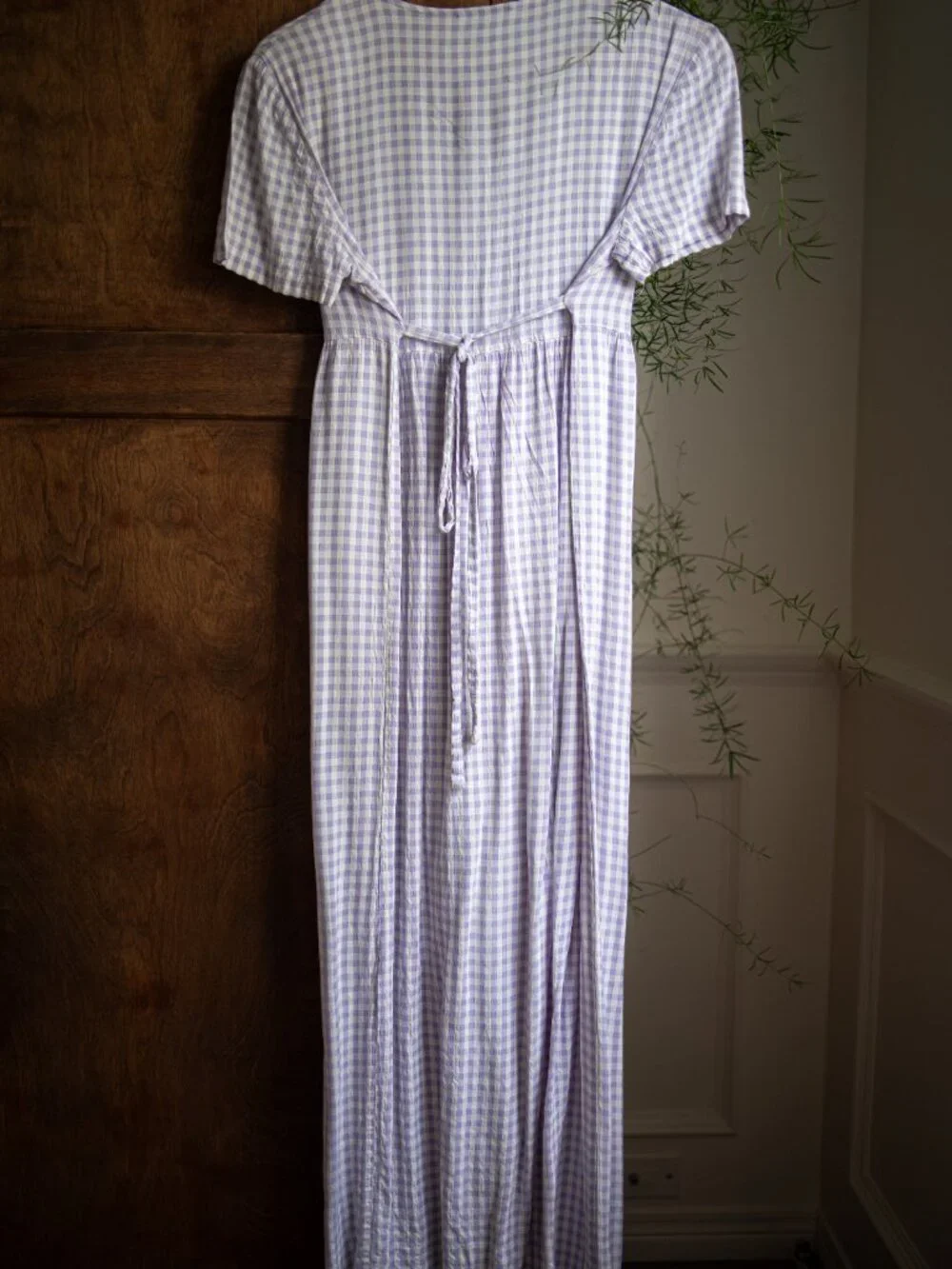 Vintage Lilac Gingham Maxi Dress Made in Canada - Picture 3 of 7